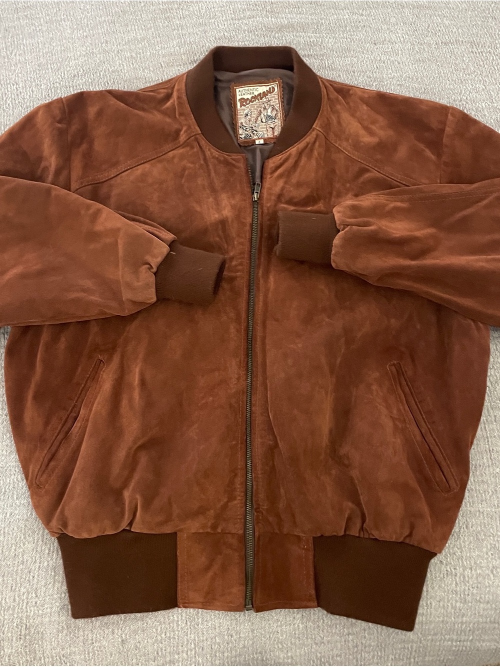 VTG 70’s Retro Rockland Leather Bomber Suede Brown - Large